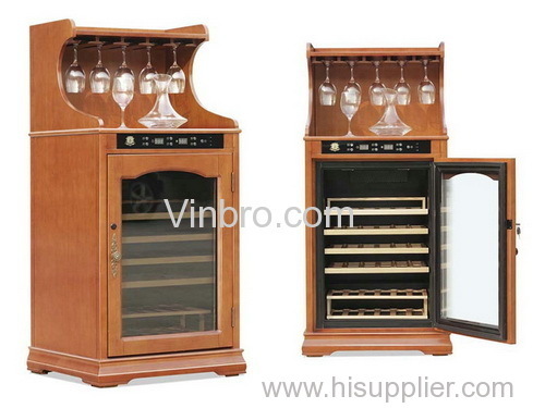 VinBRO Electronic Wooden Wine Cellar Cabinets Furniture Vintage/Europe Commercial Style Wine Display Storage Cabinets