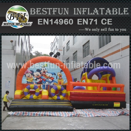 Mickey Theme Inflatable Obstacle Course Amusement Park