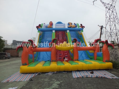 Attractive Jungle Inflatable Slides with Two Lanes