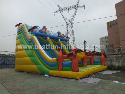 Attractive Jungle Inflatable Slides with Two Lanes