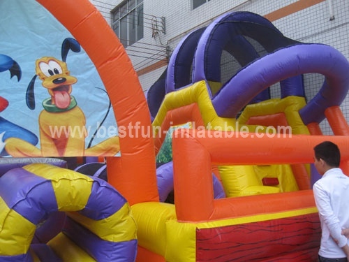Mickey Theme Inflatable Obstacle Course Amusement Park