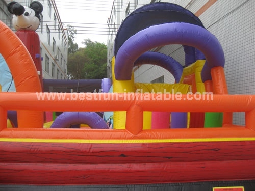 Mickey Theme Inflatable Obstacle Course Amusement Park