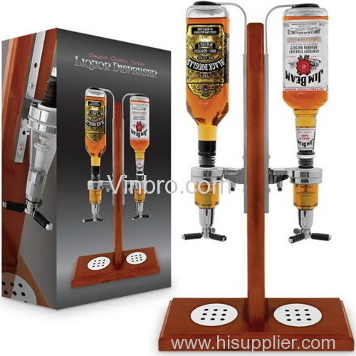 VinBRO Liquor Dispenser with Wood Stand
