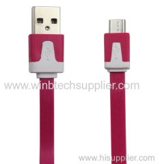 Colorful flat Micro USB 2.0 Data sync Charger cable For Nokia HTC Samsung galaxy smart mobile phone