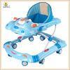 Blue Carton Rolling Baby Walker With Lovely Toys , Plastic Baby Walker