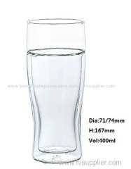 C&C Glass 400ml exquisite design insulated double wall beer glass