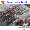 Conical twin screws and barrels