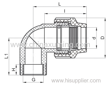 PP 90 Degree Elbow Compression Fittings With Male Thread