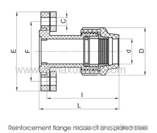 PP Flange Adapter With Zinc-Plated Steel Pipe Fittings