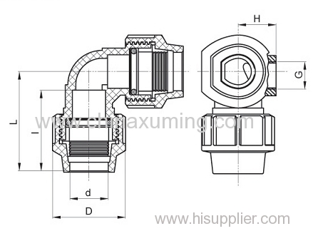 PP 90 Elbow With Lateral Threaded Female Take Off Pipe Fittings