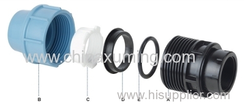 PP Equal Tee With Male Thread Compression Fittings