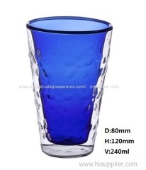240ml double wall flower shape inside blue glass cup for coffee/juice/tea