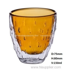 150ml double wall rain drop shape inside color glass cups