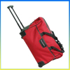Hot selling travel polyester red duffel bag with trolley