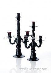 Black Blown Decorative Glass Candle Holders for Bar Decoration
