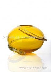 Gold Yellow Colored Glass Vase for Restaurant / Hotel Decoration