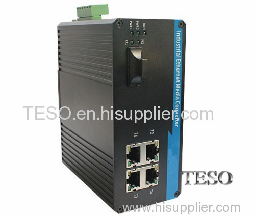 10/100/1000M Industrial Ethernet Fiber Media Converter High Performance , 4 Port