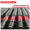 Extruder bimetallic conical twin screw and barrel for pipes