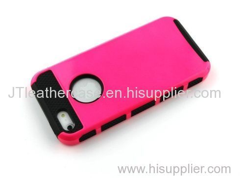 Hybrid Impact PC Silicone Rubber Defender Hard Cover Case for iPhone 5/5S Rose