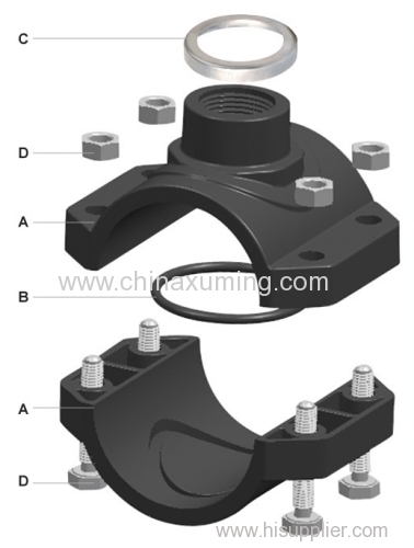 PP Clamp Saddle With PN10 Compression Fittings