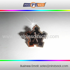1 inch Five-pointed star shape Die casting lapel pin/silver plated/sandblasted backing