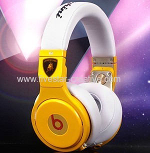 Monster Beats by Dr.Dre Pro High Performance Lamborghini Headphones White Yellow