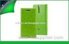 Green High Glossy Finish Sony Leather Cases Wallet Type , Sony Xperia S Case