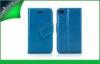 Blue PU Leather Cell Phone Wallet Cases For Iphone 5 / 5s Different Textures