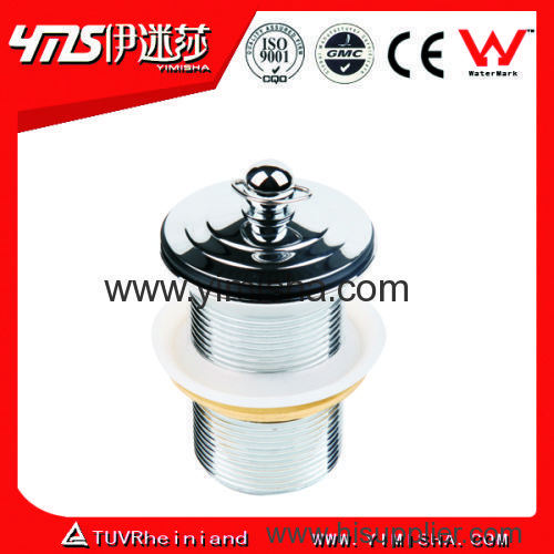 Brass Chrome Plated Waste Drain with Lifting Nut and White Rubber Ring