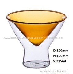 215ml C&C exquisite double wall Glass for martini drinking (Different color according to clients' request)