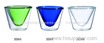 50ml C&C nice double wall glass for coffee drinking (Different color according to clients' request)