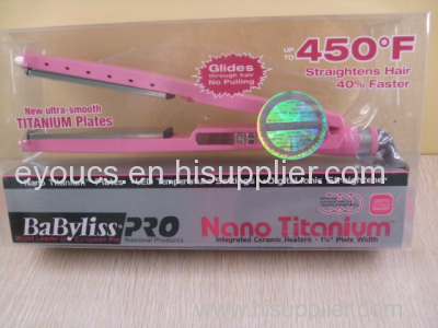 Pink Babyliss Pro Nano 1 1/4 Titanium Plates - Hair Straightening Iron