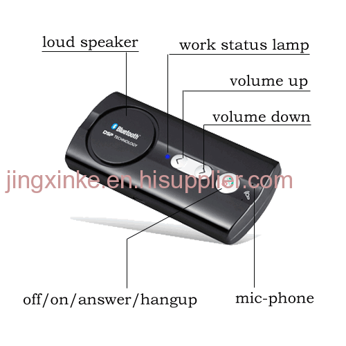 12V 24V car lorry truck use universal sun visor lamped auto connection handsfree bluetooth car kit loudly speaker  