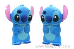 Blue color 3D Soft Silicone Stich Cartoon Cover Case for Apple iPhone 4 4S 5 5S