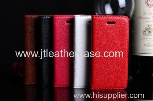 For Apple iPhone 5 5S Luxury Genuine Real Leather Stand Case Cover Flip + Film