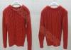 Red Acrylic Cable Knit Kids Holiday Sweaters Crew Neck Pullover For Girls