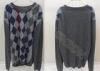 V Neck Winter Mens Wool Sweaters in Fine Knit , Mens Argyle Sweaters