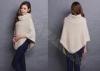 Winter Chunky Turtle Neck Womens Cellular Knit Sweaters in Poncho Style , White