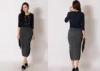 Grey Wool Jersey Knit Skirt , Spring Drop Waist Womens Sweater Dresses