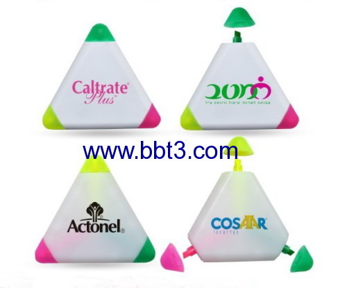 New promotional triangle shape small 3 color highlighters