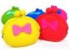 Kids Round Silicone Coin Purse Products With Butterfly Tie , Red / Blue