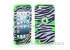 Apple iPod Touch 5 Silicone Cell Phone Cases Green Black Zebra Stripe