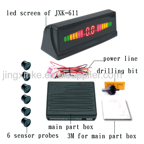 6 sensor probe 5 sections 3 colours universal led digital display screen humen voice or buzzer car parking sensor system