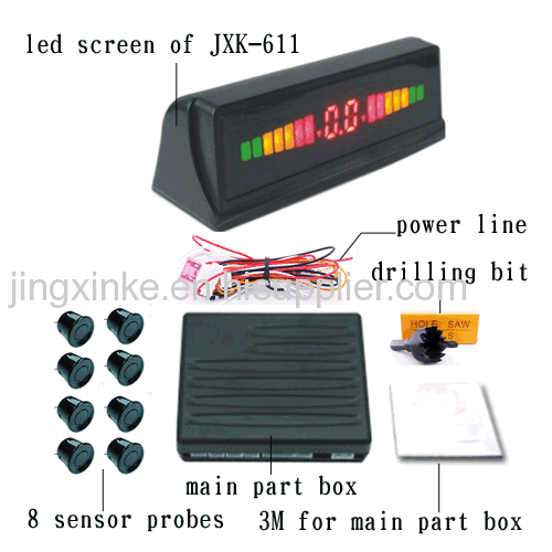 8 sensor probe 5 sections 3 colours universal led digital display screen humen voice or buzzer car parking sensor system