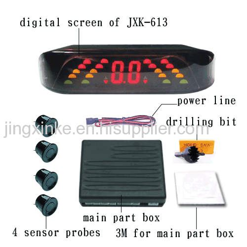 cambered surface 3 colours arrays led digital display 4 sensor probes with on-off switch buzzer auto parking assistant 