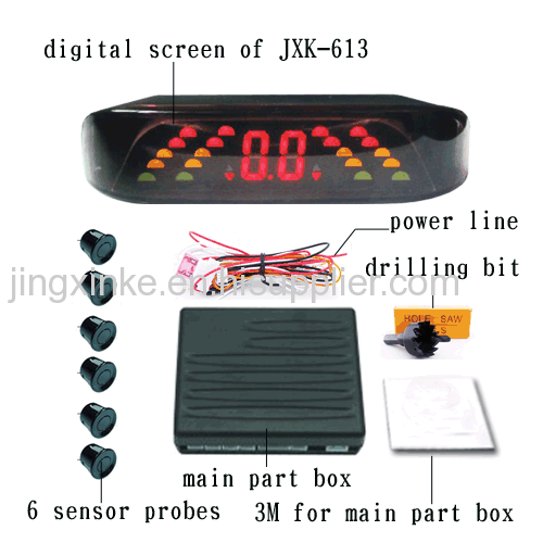 cambered surface 3 colours arrays led digital display 6 sensor probes with on-off switch buzzer auto parking assistant