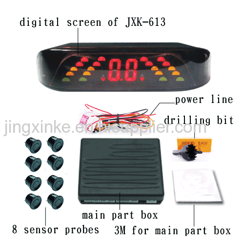 cambered surface 3 colours arrays led digital display 8 sensor probes with on-off switch buzzer auto parking assistant 