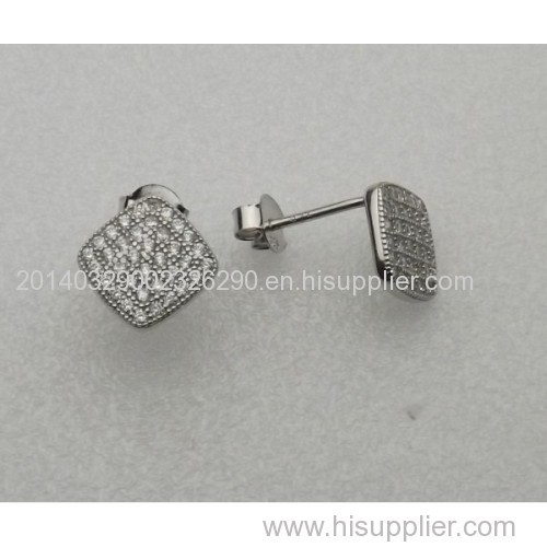 925 Sterling Silver Earring with Zircon and Synthetic Stone