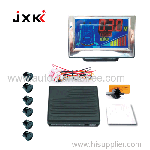 12V car use LCD digital display screen 6 sensors front and rear buzzer and humen voice auto garage parking sensor system