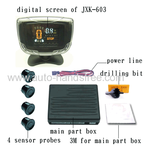 12V vfd vacuum fluorescent display humen voice alarm or bibi buzzer selectable 4 sensors auto parking assistant sysetem